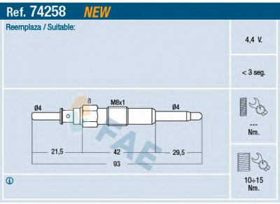 FAE 74258 -  Свеча накаливания