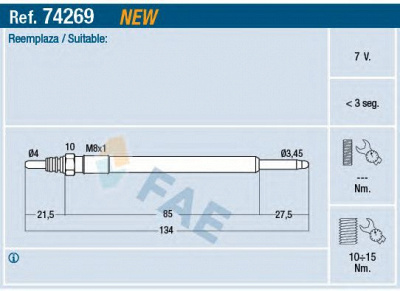 FAE 74269 -  Свеча накаливания