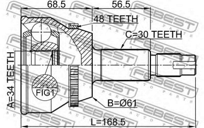 FEBEST 0110mhu38a48 -  Шрус наружный34x61x30