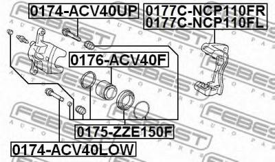 FEBEST 0174acv40up -  Втулка направляющая суппорта тормозного переднего