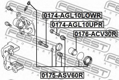 FEBEST 0174agl10lowr -  Втулка направляющая суппорта тормозного заднего