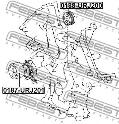 FEBEST 0188urj200 -  Паразитный / ведущий ролик, поликлиновой ремень