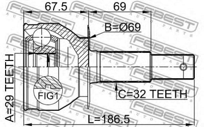 FEBEST 0210r51r -  Шрус наружный задний29x69x32