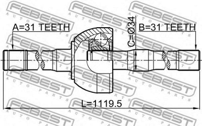 FEBEST 0214y61lh -  Привод передний левый31x1120x31