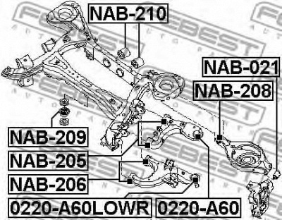 FEBEST 0220a60 -  Опора шаровая заднего верхнего рычага
