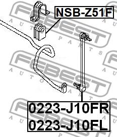 FEBEST 0223j10fr -  Стойка стабилизатора переднего, правая