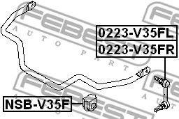 FEBEST 0223v35fl -  Тяга стабилизатора передняя левая