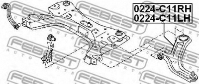 FEBEST 0224c11rh -  Рычаг независимой подвески колеса, подвеска колеса
