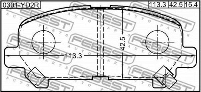 FEBEST 0301yd2r -  Колодки тормозные дисковые задниеие, комплект