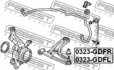 FEBEST 0323gdfr -  Стойка стабилизатора переднего, правая