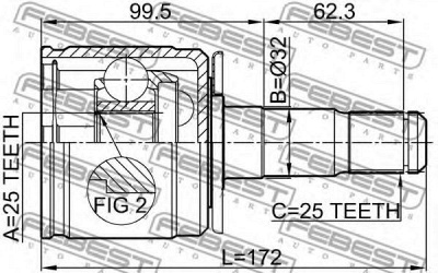 FEBEST 0411v43lh -  Шрус внутренний левый25x32x25