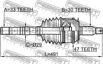 FEBEST 0414kb4a47r -  Вал приводной, передний правый