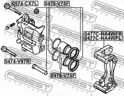 FEBEST 0475v75f -  Ремкомплект суппорта тормозного переднего