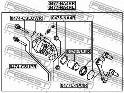 FEBEST 0477cna4r -  Комплект поддержки корпуса скобы тормоза