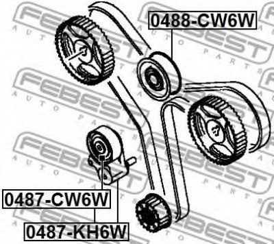 FEBEST 0487kh6w -  Ролик натяжителя ремня ГРМ