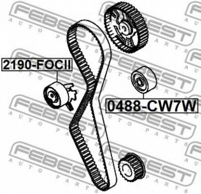 FEBEST 0488cw7w -  Паразитный / Ведущий ролик, зубчатый ремень