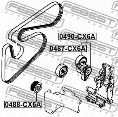 FEBEST 0488cx6a -  Паразитный / ведущий ролик, поликлиновой ремень