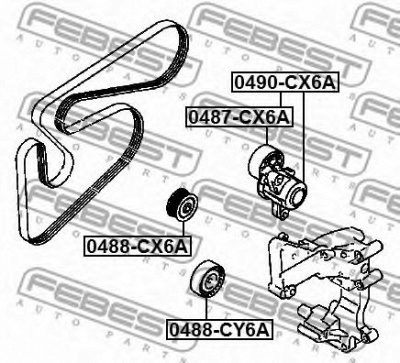 FEBEST 0488cy6a -  Паразитный / ведущий ролик, поликлиновой ремень