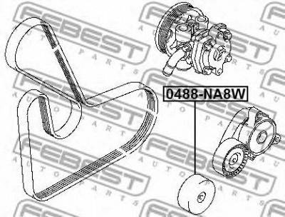 FEBEST 0488na8w -  Паразитный / ведущий ролик, поликлиновой ремень