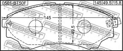 FEBEST 0501bt50f -  Комплект тормозных колодок, дисковый тормоз