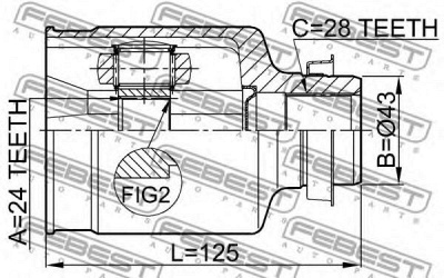 FEBEST 0511mz5atrh -  Шрус внутренний правый24x43x28