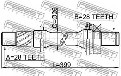 FEBEST 05126gg -  Полуось правая 28x399x28