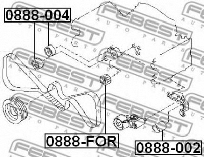 FEBEST 0888for -  Паразитный / Ведущий ролик, зубчатый ремень