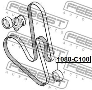 FEBEST 1088c100 -  Паразитный / ведущий ролик, поликлиновой ремень