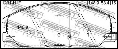 FEBEST 1201h1f -  Колодки тормозные дисковые передние, комплект