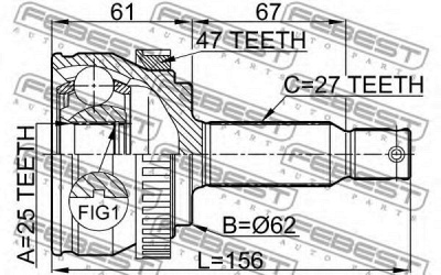 FEBEST 1210nfa47 -  Шрус наружный 25x62x27