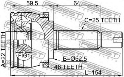 FEBEST 1210sola48 -  Шарнир, приводной вал