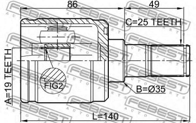FEBEST 1211get11 -  Шрус внутренний19x35x25