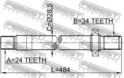FEBEST 1612210lh -  Полуось левая24x484x34