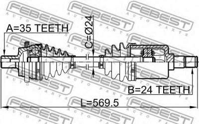 FEBEST 1614203rh -  Привод передний правый24x569.5x35