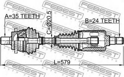 FEBEST 1614211rh -  Привод передний правый 24x556x35