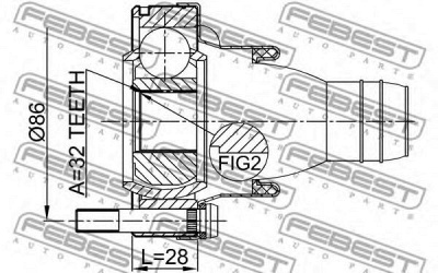 FEBEST 1911x5sha -  Шарнир, продольный вал