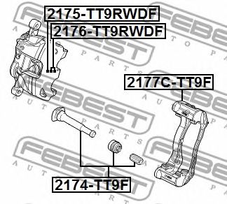 FEBEST 2174tt9f -  Втулка направляющая суппорта тормозного переднего комплект
