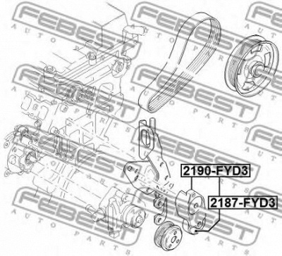 FEBEST 2187fyd3 -  Натяжной ролик, поликлиновойремень