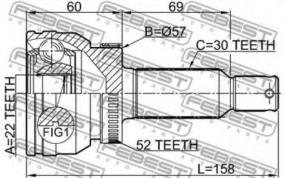 FEBEST 2210sora52r -  Шрус внешний задний с кольцом ABS