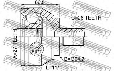 FEBEST 23102h -  Шарнирный комплект, приводной вал