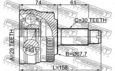 FEBEST 2910rriiir -  Шрус наружный задний29x67.6x30