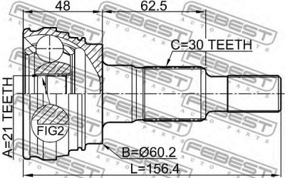 FEBEST 3410panr -  Шрус наружный задний21x34.5x30