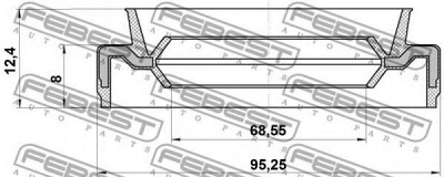 FEBEST 95eas70950812x -  Уплотняющее кольцо, ступица колеса