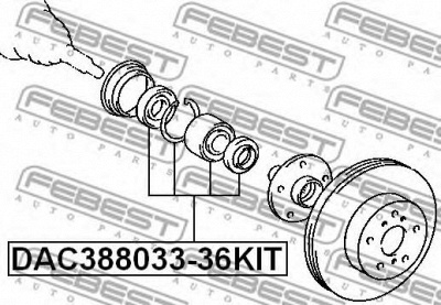 FEBEST dac38803336kit -  Подшипник ступичный передний ремкомплект38x80x33x36
