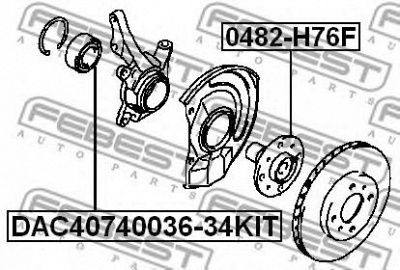 FEBEST dac4074003634kit -  Подшипник ступичный передний