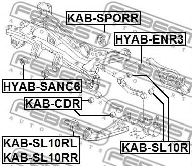 FEBEST kabsl10rr -  Сайлентблок заднего правого продольного рычага