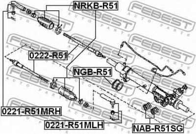 FEBEST nabr51sg -  Сайленблок рулевой рейки (комплект)