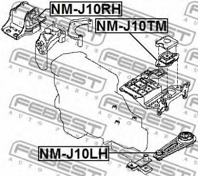 FEBEST nmj10tm -  Подвеска, ступенчатая коробка передач