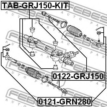 FEBEST tabgrj150kit -  Сайлентблок рулевой рейки (комплект)