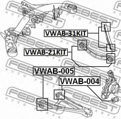 FEBEST vwab21kit -  Подвеска, рычаг независимой подвески колеса